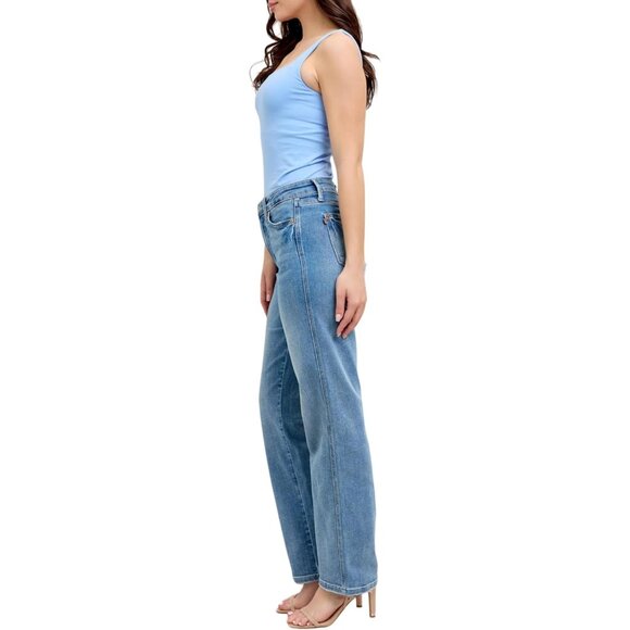 Mid Rise Tummy Control Jeans Vintage Wash Straight Leg Womens Size 26 - Picture 5 of 9